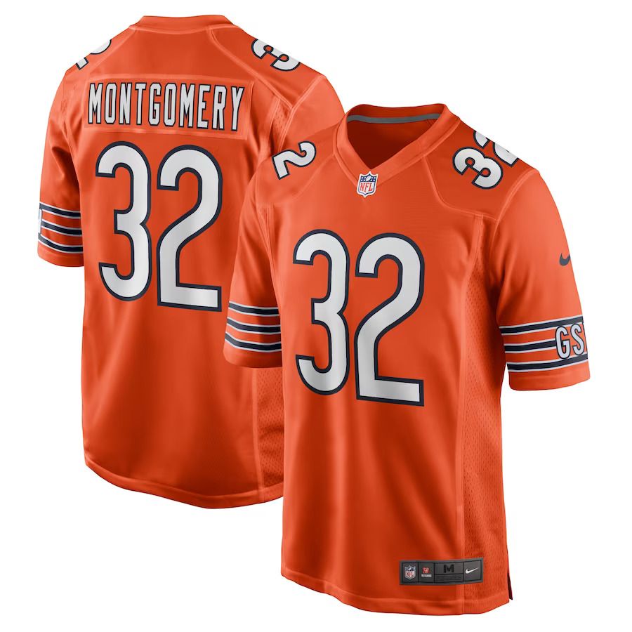 Men Chicago Bears #32 David Montgomery Nike Orange Alternate Game Player NFL Jersey